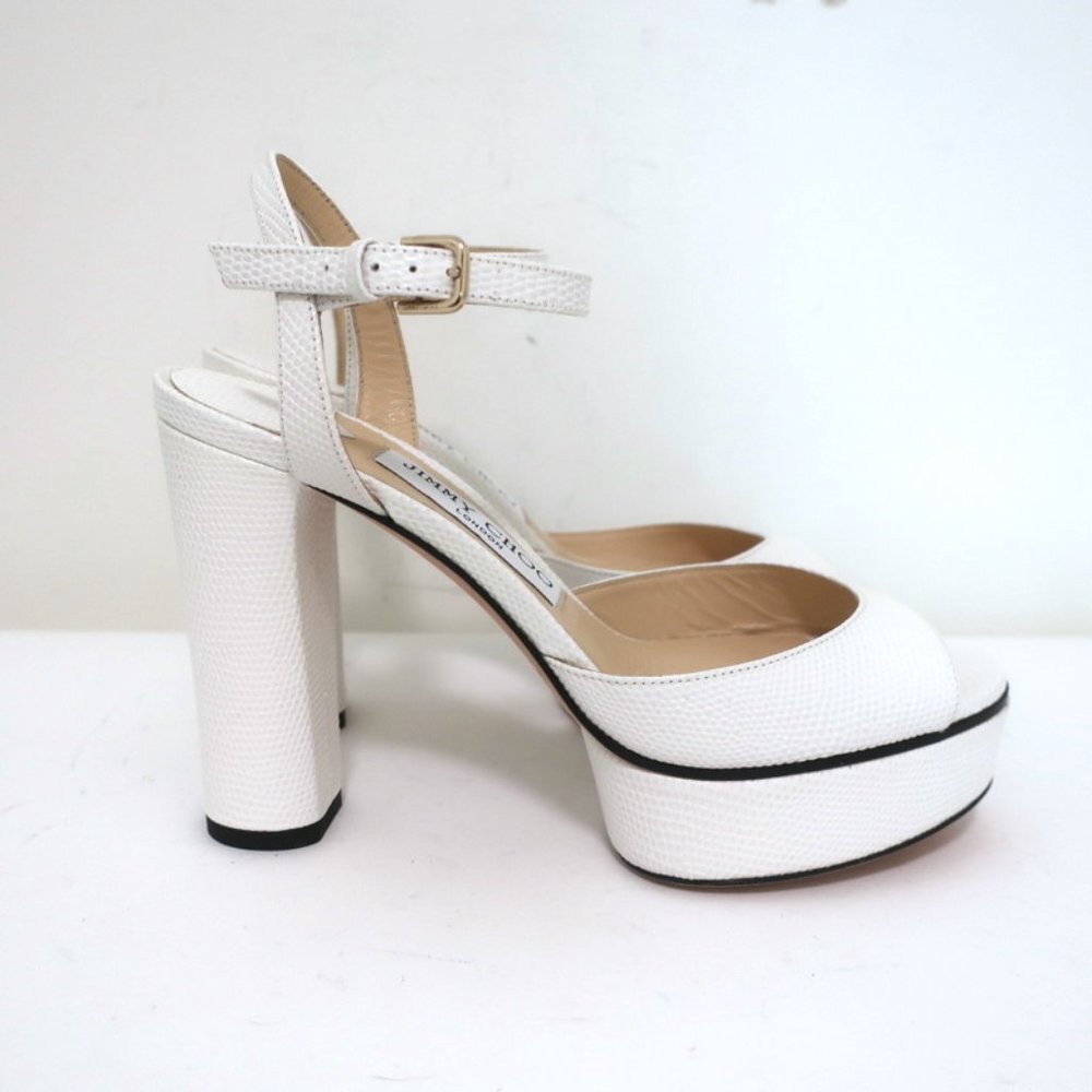 JIMMY CHOO PEACHY PLATFORM SANDALS LIZARD-EMBOSSE - Picture 2 of 11
